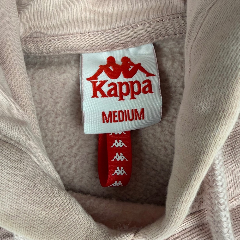 Kappa Pink Hoodie Women's Medium Logo Tape Hooded Sweatshirt Casual Streetwear - Picture 6 of 12